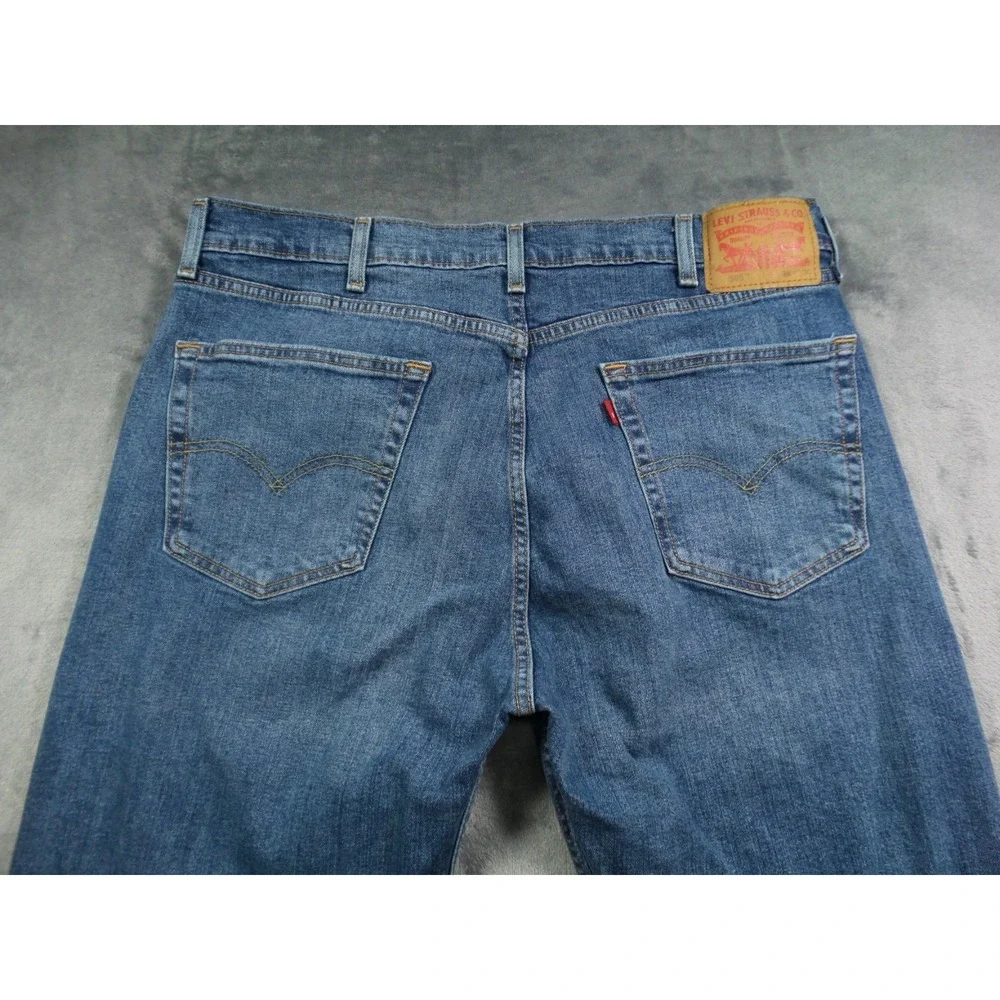 Levis Mens‎ Jeans 38 x 30 Blue Denim 505 Straight Leg Regular Fit Stretch